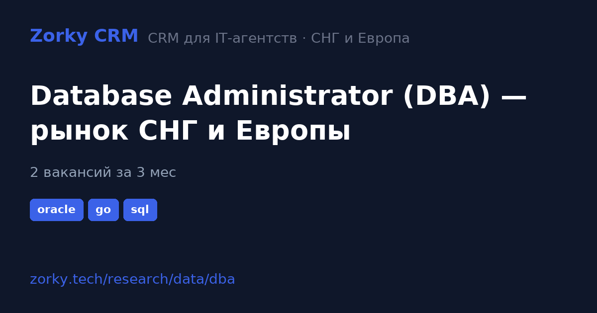 DBA 2026: salary, stack, demand — CIS and Europe | Zorky CRM
